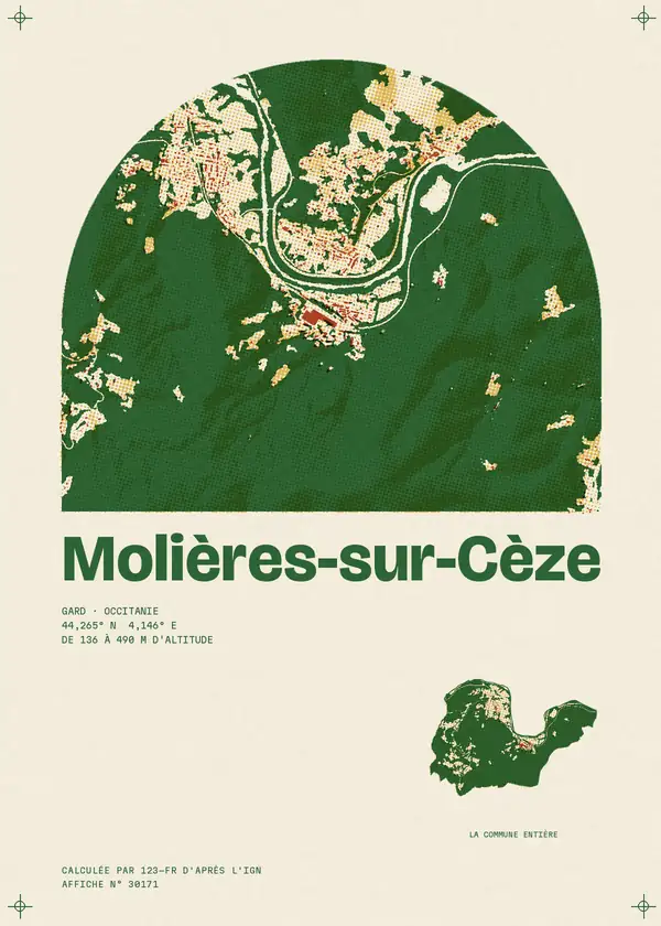 Affiche de Molières-sur-Cèze, calculée par 123-fr d'après l'IGN