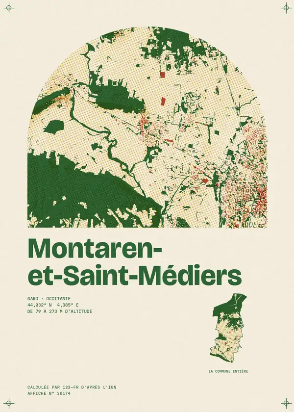 Affiche de Montaren-et-Saint-Médiers, calculée par 123-fr d'après l'IGN