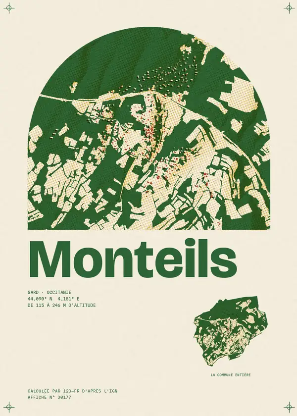 Affiche de Monteils, calculée par 123-fr d'après l'IGN
