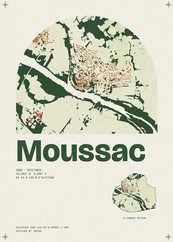 Affiche de Moussac, calculée par 123-fr d'après l'IGN