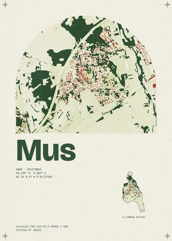Affiche de Mus, calculée par 123-fr d'après l'IGN