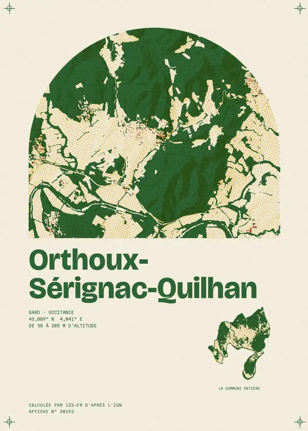 Affiche de Orthoux-Sérignac-Quilhan, calculée par 123-fr d'après l'IGN