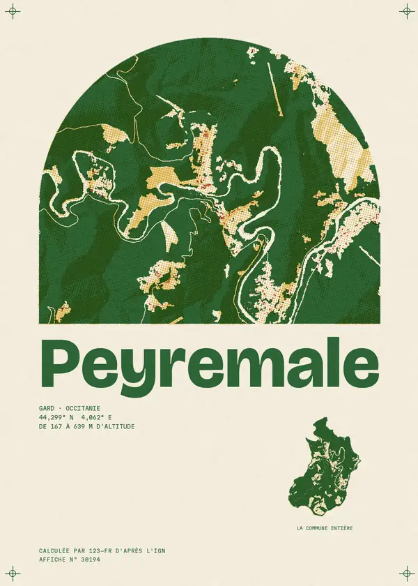 Affiche de Peyremale, calculée par 123-fr d'après l'IGN