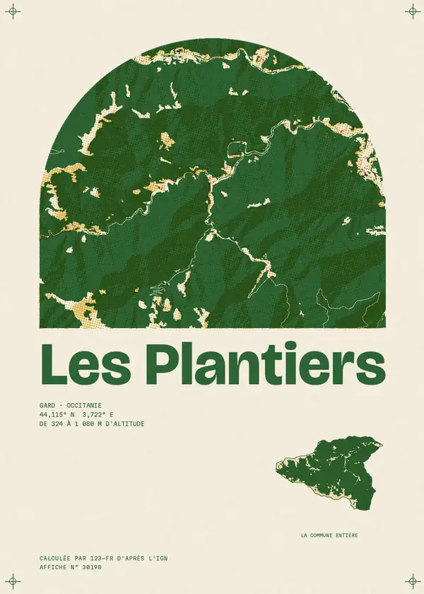 Affiche de Les Plantiers, calculée par 123-fr d'après l'IGN