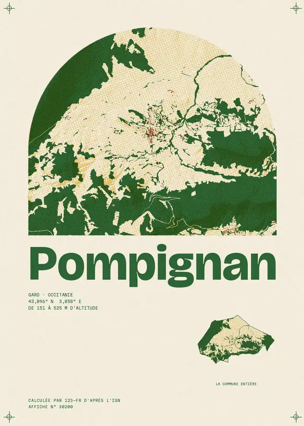 Affiche de Pompignan, calculée par 123-fr d'après l'IGN