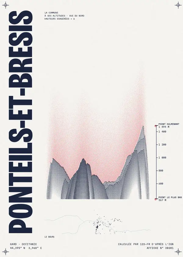 Affiche de Ponteils-et-Brésis, calculée par 123-fr d'après l'IGN