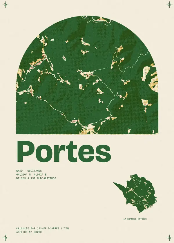 Affiche de Portes, calculée par 123-fr d'après l'IGN
