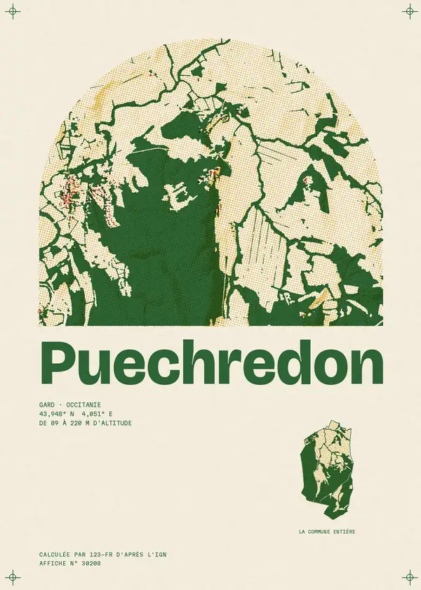 Affiche de Puechredon, calculée par 123-fr d'après l'IGN