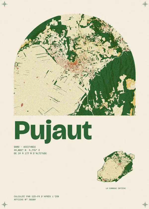 Affiche de Pujaut, calculée par 123-fr d'après l'IGN