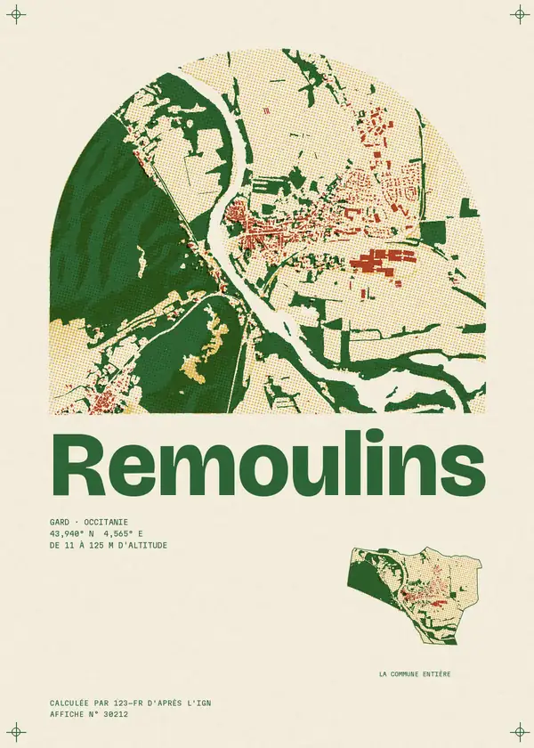 Affiche de Remoulins, calculée par 123-fr d'après l'IGN