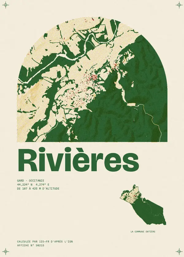 Affiche de Rivières, calculée par 123-fr d'après l'IGN