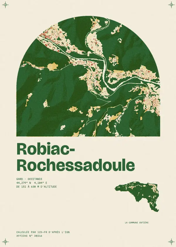 Affiche de Robiac-Rochessadoule, calculée par 123-fr d'après l'IGN