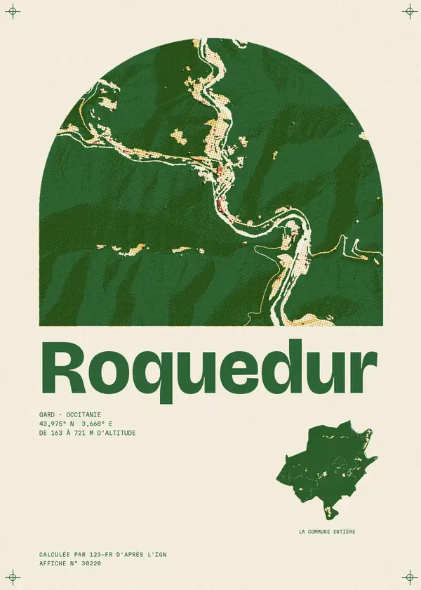 Affiche de Roquedur, calculée par 123-fr d'après l'IGN