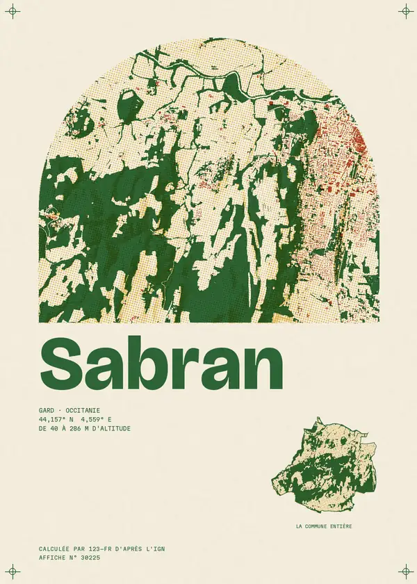 Affiche de Sabran, calculée par 123-fr d'après l'IGN