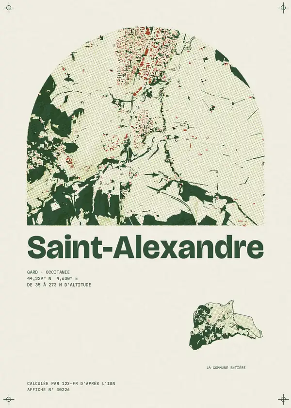 Affiche de Saint-Alexandre, calculée par 123-fr d'après l'IGN