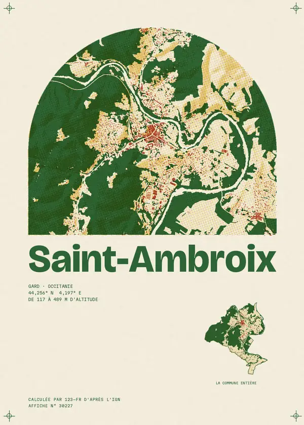 Affiche de Saint-Ambroix, calculée par 123-fr d'après l'IGN