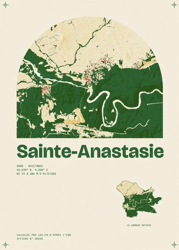 Affiche de Sainte-Anastasie, calculée par 123-fr d'après l'IGN