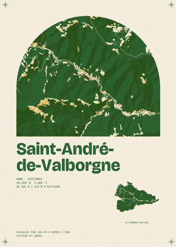 Affiche de Saint-André-de-Valborgne, calculée par 123-fr d'après l'IGN