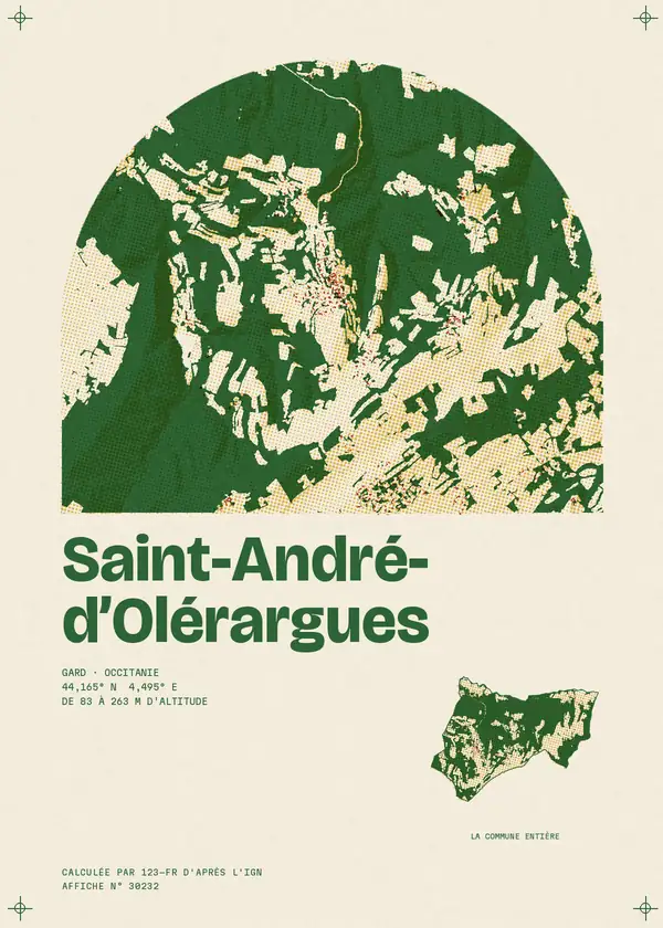 Affiche de Saint-André-d'Olérargues, calculée par 123-fr d'après l'IGN