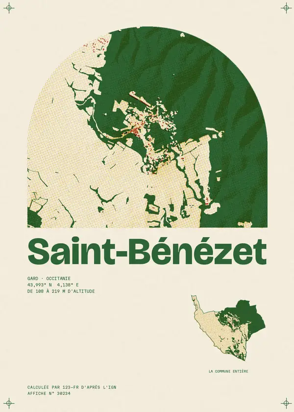 Affiche de Saint-Bénézet, calculée par 123-fr d'après l'IGN