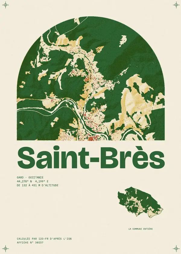 Affiche de Saint-Brès, calculée par 123-fr d'après l'IGN