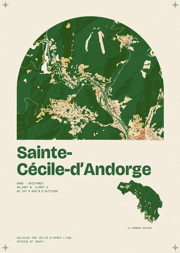 Affiche de Sainte-Cécile-d'Andorge, calculée par 123-fr d'après l'IGN
