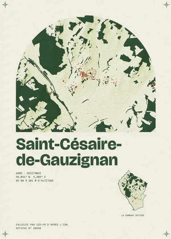 Affiche de Saint-Césaire-de-Gauzignan, calculée par 123-fr d'après l'IGN
