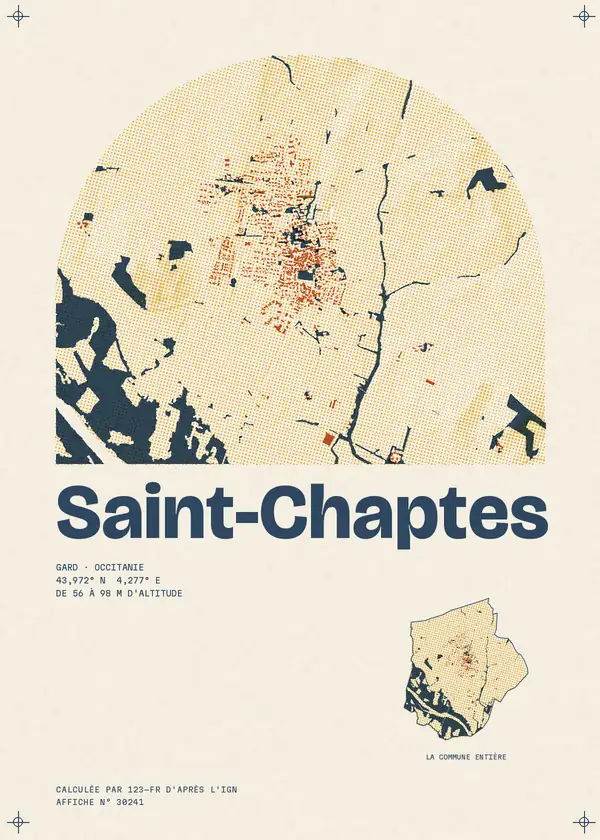 Affiche de Saint-Chaptes, calculée par 123-fr d'après l'IGN