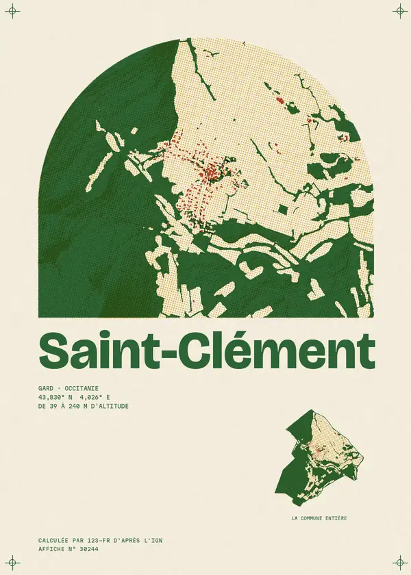 Affiche de Saint-Clément, calculée par 123-fr d'après l'IGN
