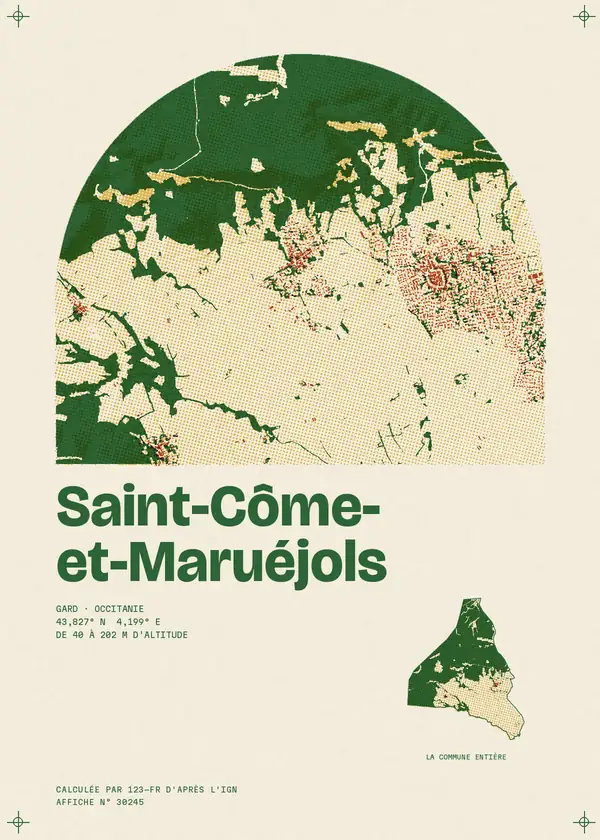 Affiche de Saint-Côme-et-Maruéjols, calculée par 123-fr d'après l'IGN