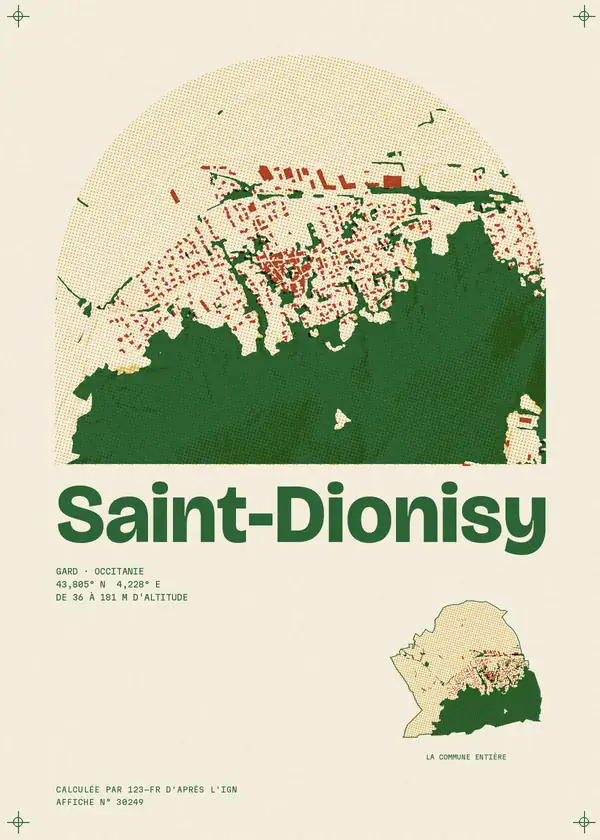 Affiche de Saint-Dionisy, calculée par 123-fr d'après l'IGN