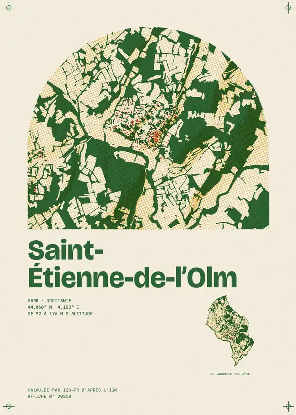 Affiche de Saint-Étienne-de-l'Olm, calculée par 123-fr d'après l'IGN
