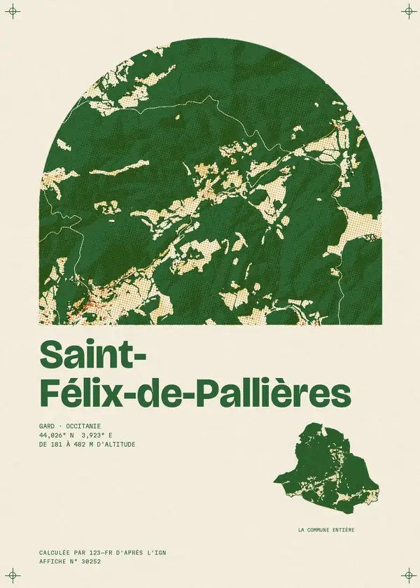 Affiche de Saint-Félix-de-Pallières, calculée par 123-fr d'après l'IGN