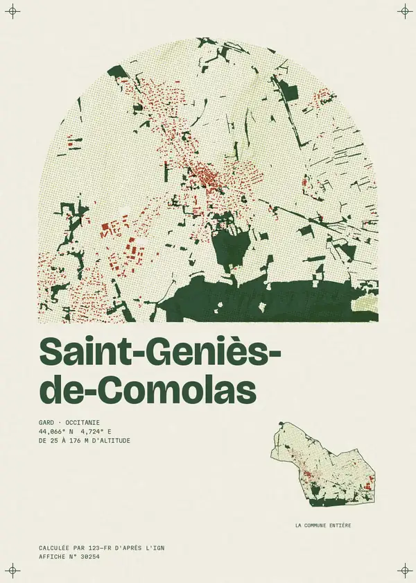 Affiche de Saint-Geniès-de-Comolas, calculée par 123-fr d'après l'IGN