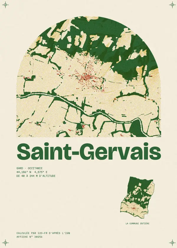 Affiche de Saint-Gervais, calculée par 123-fr d'après l'IGN