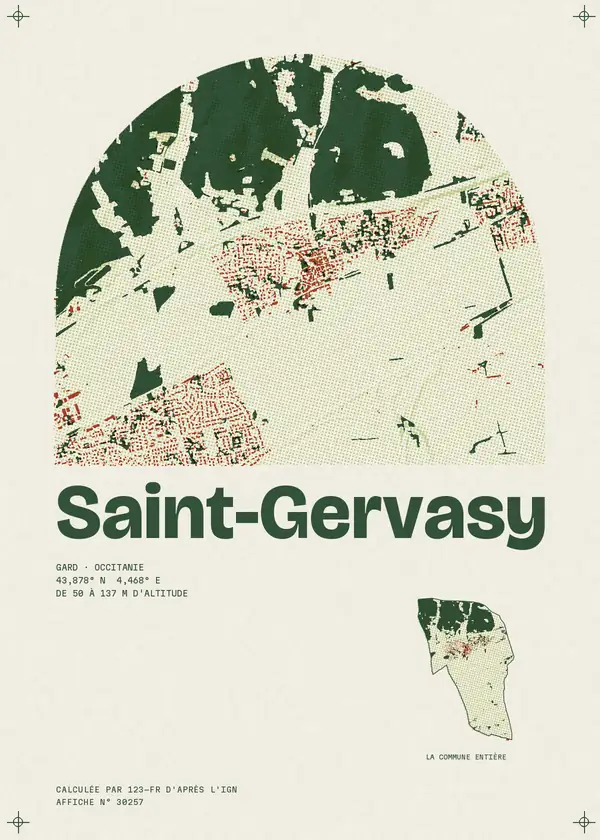 Affiche de Saint-Gervasy, calculée par 123-fr d'après l'IGN