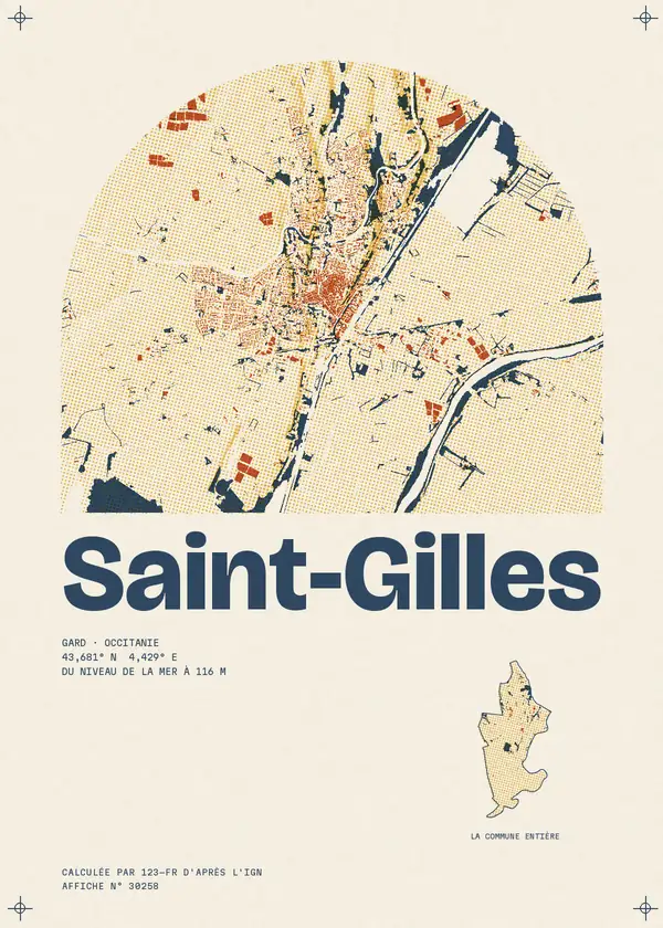 Affiche de Saint-Gilles, calculée par 123-fr d'après l'IGN