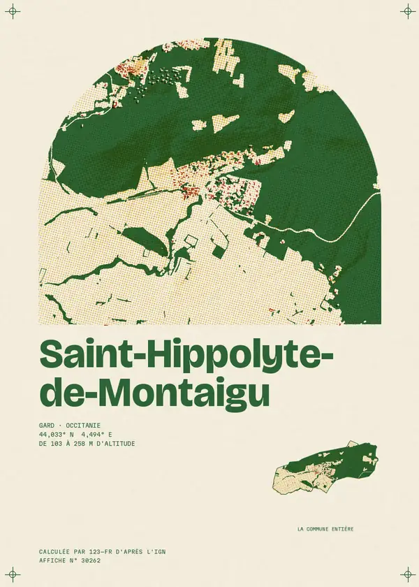 Affiche de Saint-Hippolyte-de-Montaigu, calculée par 123-fr d'après l'IGN