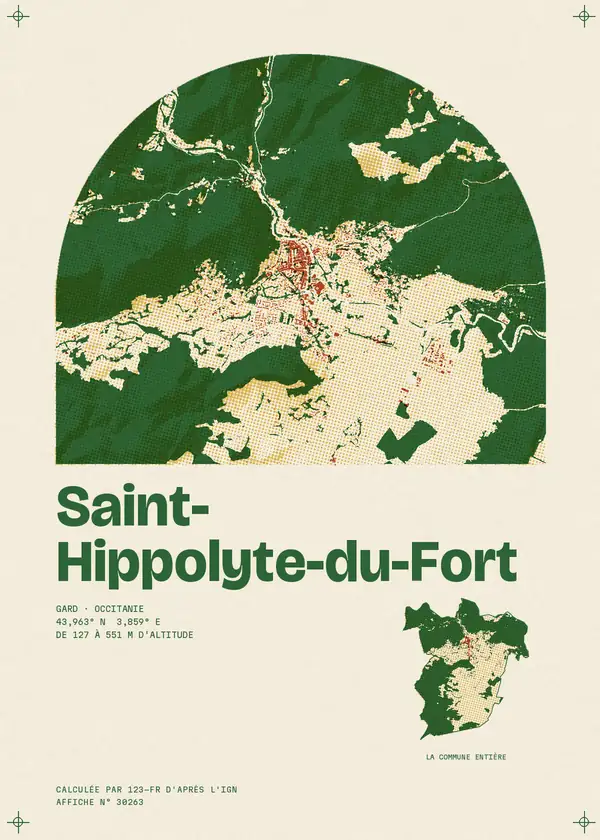 Affiche de Saint-Hippolyte-du-Fort, calculée par 123-fr d'après l'IGN
