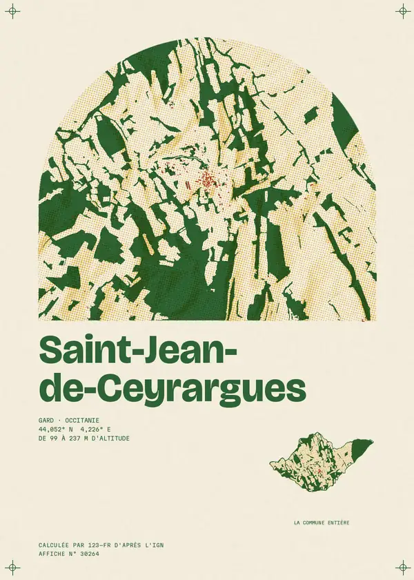 Affiche de Saint-Jean-de-Ceyrargues, calculée par 123-fr d'après l'IGN