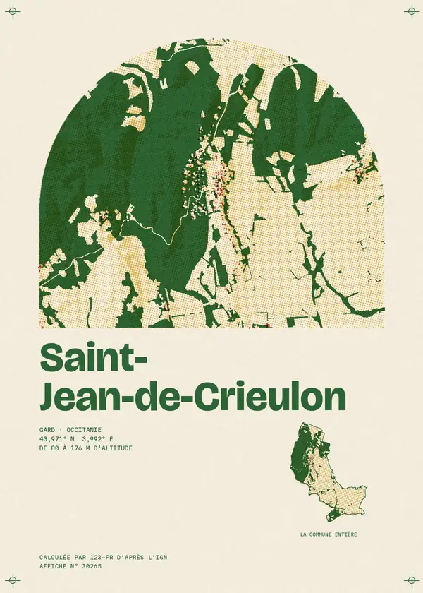 Affiche de Saint-Jean-de-Crieulon, calculée par 123-fr d'après l'IGN
