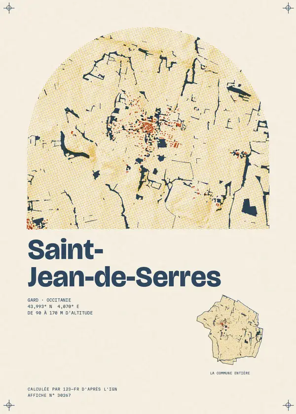 Affiche de Saint-Jean-de-Serres, calculée par 123-fr d'après l'IGN