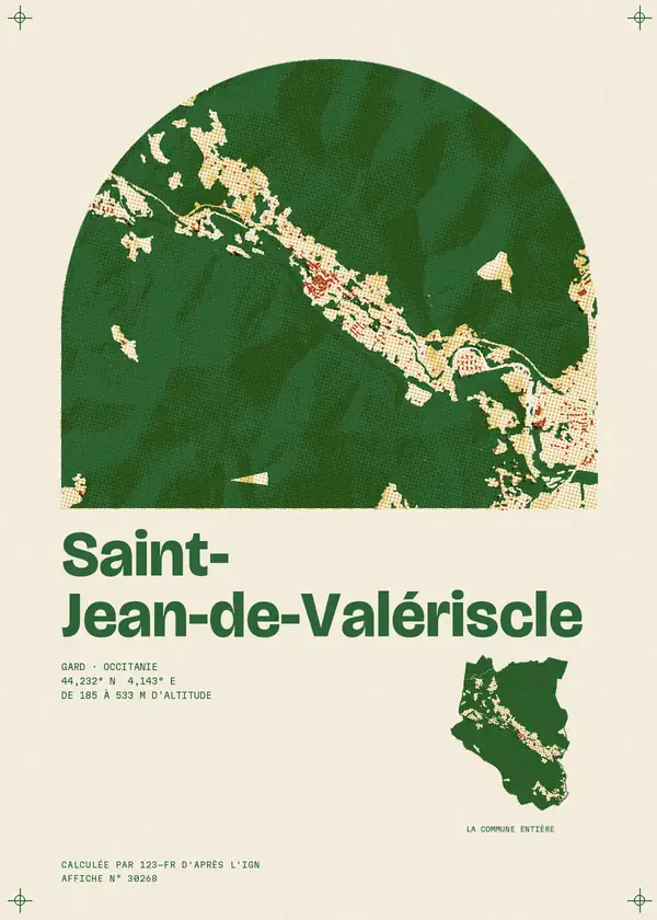 Affiche de Saint-Jean-de-Valériscle, calculée par 123-fr d'après l'IGN