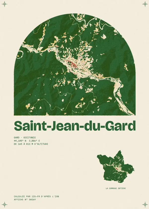 Affiche de Saint-Jean-du-Gard, calculée par 123-fr d'après l'IGN