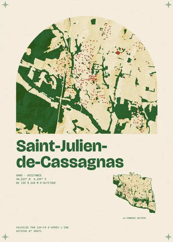 Affiche de Saint-Julien-de-Cassagnas, calculée par 123-fr d'après l'IGN