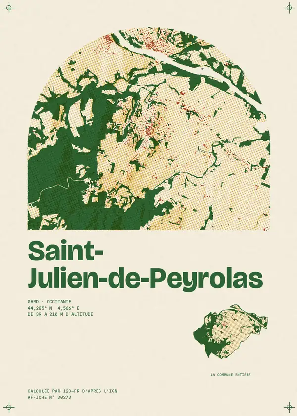 Affiche de Saint-Julien-de-Peyrolas, calculée par 123-fr d'après l'IGN