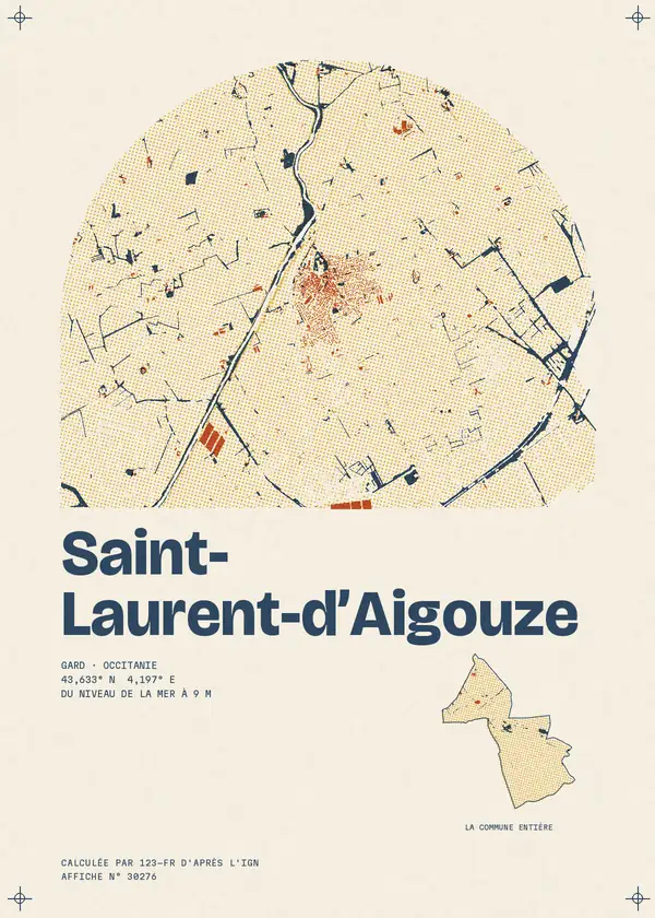Affiche de Saint-Laurent-d'Aigouze, calculée par 123-fr d'après l'IGN