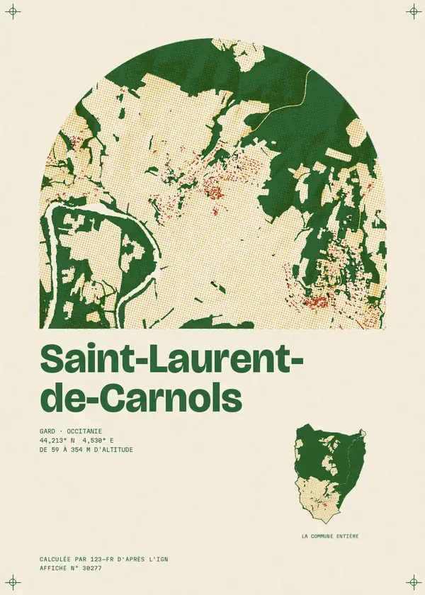 Affiche de Saint-Laurent-de-Carnols, calculée par 123-fr d'après l'IGN