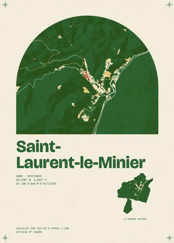 Affiche de Saint-Laurent-le-Minier, calculée par 123-fr d'après l'IGN