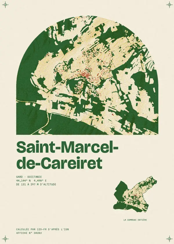 Affiche de Saint-Marcel-de-Careiret, calculée par 123-fr d'après l'IGN